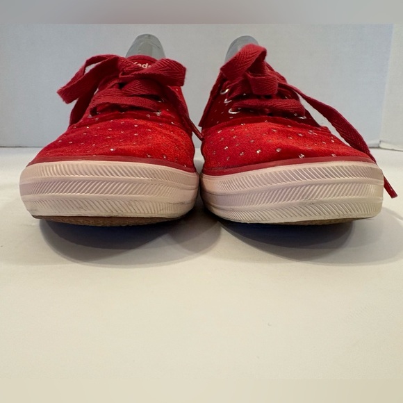 Keds Taylor Swift red velvet rhinestone accented tour sneakers size 8.5 - Picture 7 of 13